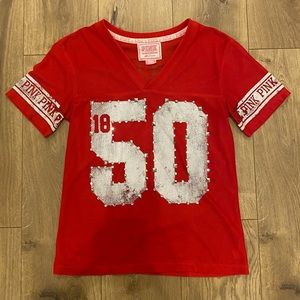 Victoria’s Secret pink collegiate university of utah bejeweled football Jersey S